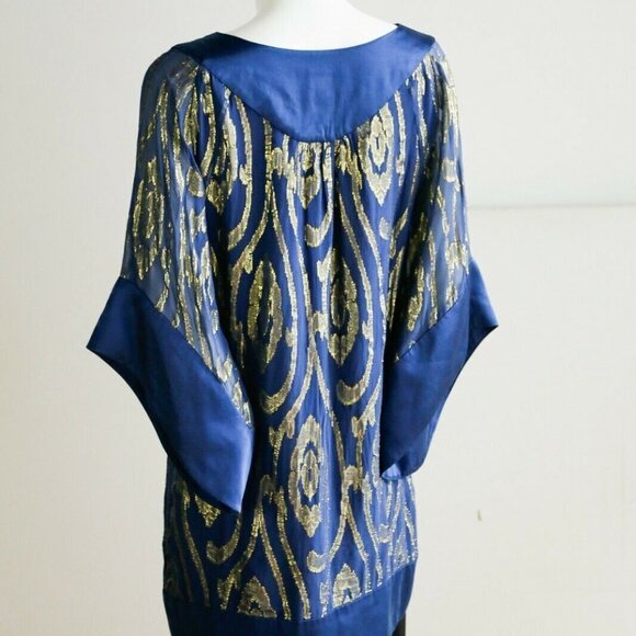 Halston  Heritage Silk and Gold Metallic Top - Picture 5 of 10